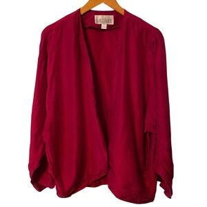 Karen Kane Petites Silk Open Front Cardigan Duster Fuchsia Size S